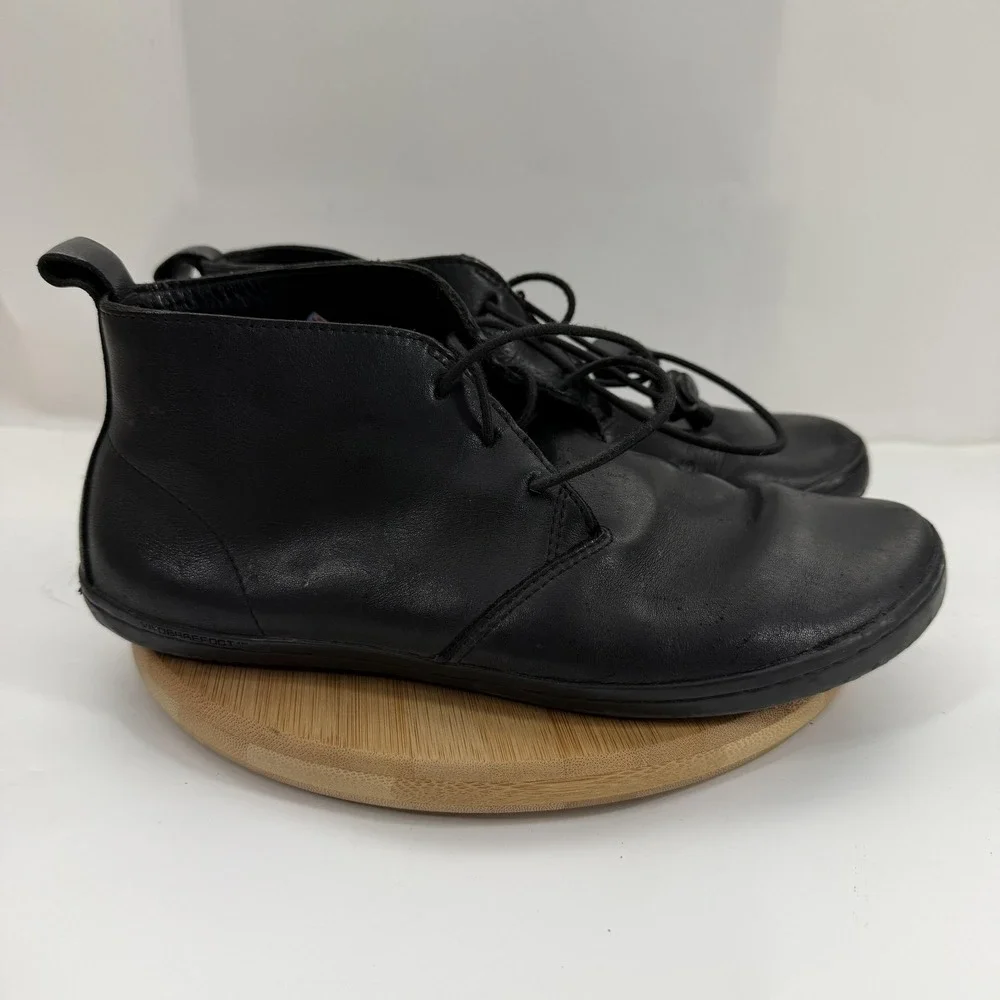 VIvobarefoot Gobi III Boots Mens Size EU40 US7 Leather Chukka Black Lace Up